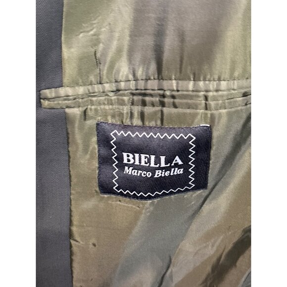 Mens Dark Green Three-Button Suit Jacket With Notch Lapel & Inner Lining - Picture 14 of 16